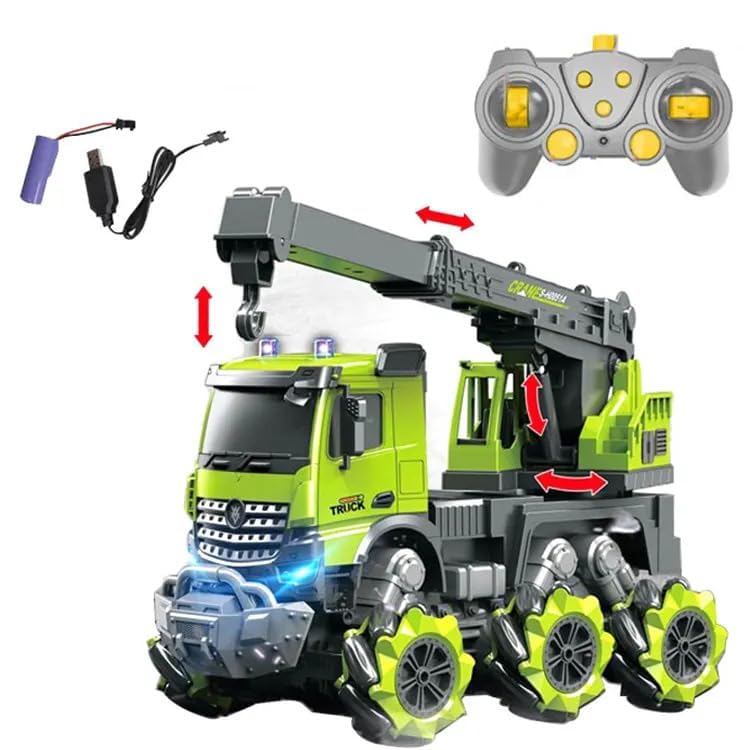 Ramokdu 2.4G 1/14 Rc Truck Crane Digger Model Bucket Arm Excavator Construction Hydraulic Rc Toy with Music Light for Kids Toddlers (Big Size)