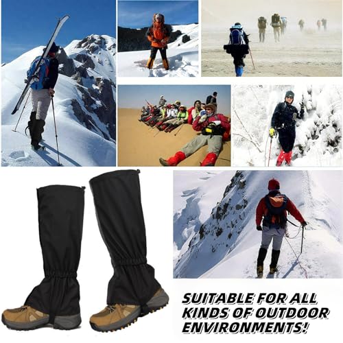 Wandergamaschen Atmungsaktive Beinschutz Gaiter, Robuste＆Wasserdichte, Verstellbare Größe, Schutz Gegen Schnee, Regen, Schlamm, für Männer und Frauen, Mountainbike, Klettern, Wandern, Outdoor, Schwarz