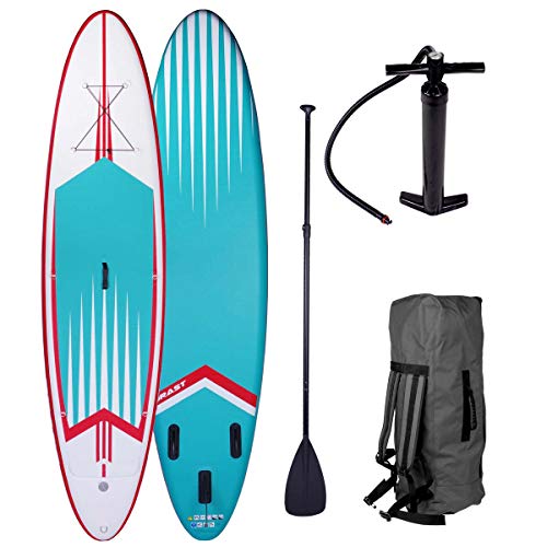 Brast Tabla Paddle Surf Hinchable Turquesa Pro 320X76X15Cm Capacidad 130Kg + Remo Telescópico + Mochila + Bomba + Kit De Reparación, Antideslizante. Paddle Surf Hinchable Para Principiantes Y Expertos