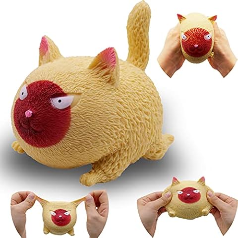 Squishy Fidget Sensory Stress Cat-Shaped Toys for Children Adults Teens Kids, Decompression Squeeze Relief Calming Toys for Kids and Adults,Anxiety Relief (Yellow) Cover