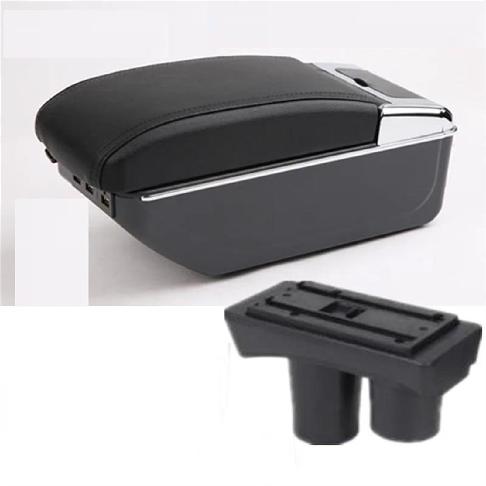 Accoudoir de Voiture Boîte De Rangement D'accoudoir De Voiture, Boîte De Rangement Intérieure Dédiée Aux Pièces De Rénovation, Accessoires De Voiture pour Citroën C2 C3(D2 Black Line 7USB)