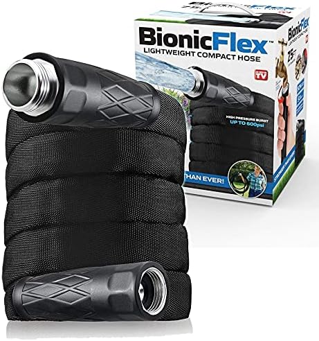 Bionic Flex Garden Hose 75Ft, Lightweight Water Hose 75 Ft, Ultra Durable Leak & Puncture Resistant, Flexible Kink Free Easy Coil, Easy Connect Nozzle, Crush Resistant Fittings, 600 PSI AS SEEN ON TV
