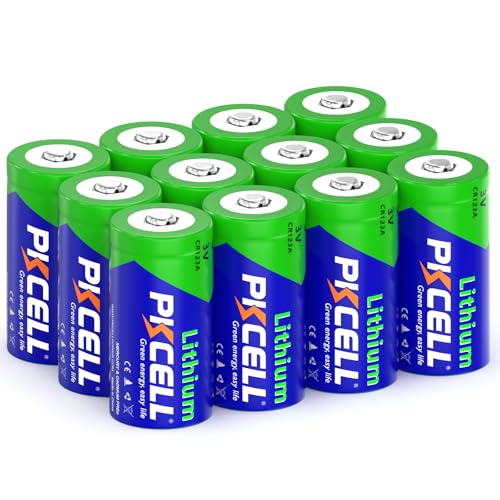 PKCELL CR123A電池(12個) 3Vリチウム電池 高出力設計 野外撮影・測量機器対応 漏液防止設計 5年保存(非充電式)の商品画像（Amazon）