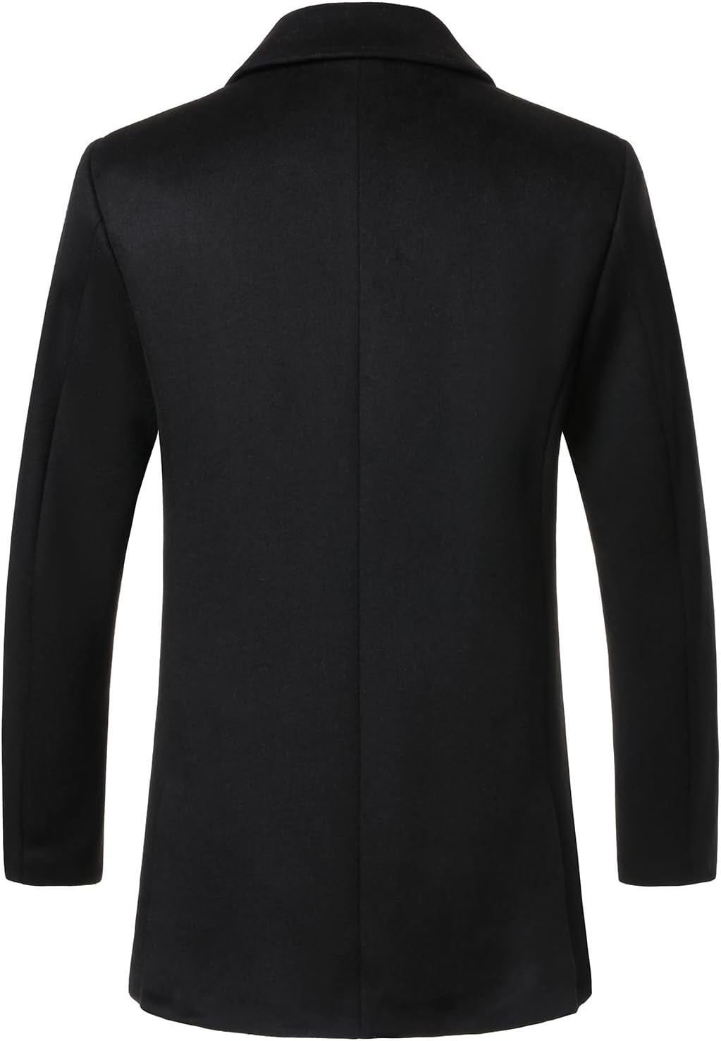 HOOD CREW Men's Classic Double Breasted Wool Blend Pea Coat Notched Collar Winter Business Overcoat Trench Coats - Image 4