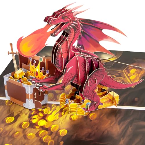 CNLITIHEKA Father Day Pop Up Card for Dad, Dragon Pop Up Card for Boys, Thank You Card for Him, Birthday Card for Husband, All Occasions.