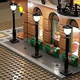 15pcs City Street Light Led (10 in 1 USB Powered) Building Block Lamp Compatible with Lego Bricks 2039 11062 (Black Column White Light)