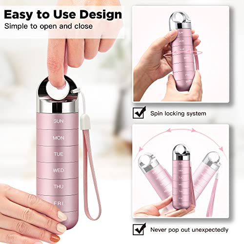 Zannaki Metal Travel Pill Organizer, Portable Waterproof Weekly Pill Box, Large Aluminum Alloy Pill Case Container, Bpa Free 7 Day Daily Medicine Organizer Holder For Vitamin, Fish Oil, Supplement #TOP2
