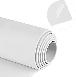 Neoprene Sponge Rubber Foam Sheets with Adhesive Backing, 12" x 60" x 1/8" White Foam Roll Insulation Board Soundproof Neo...
