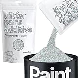 Silver Holographic Glitter Paint Additive for Walls Microfine 100g / 3.5oz | Glitter Additive Sparkle for Interior & Exterior Wall Paint, Furniture, Varnish | Hemway