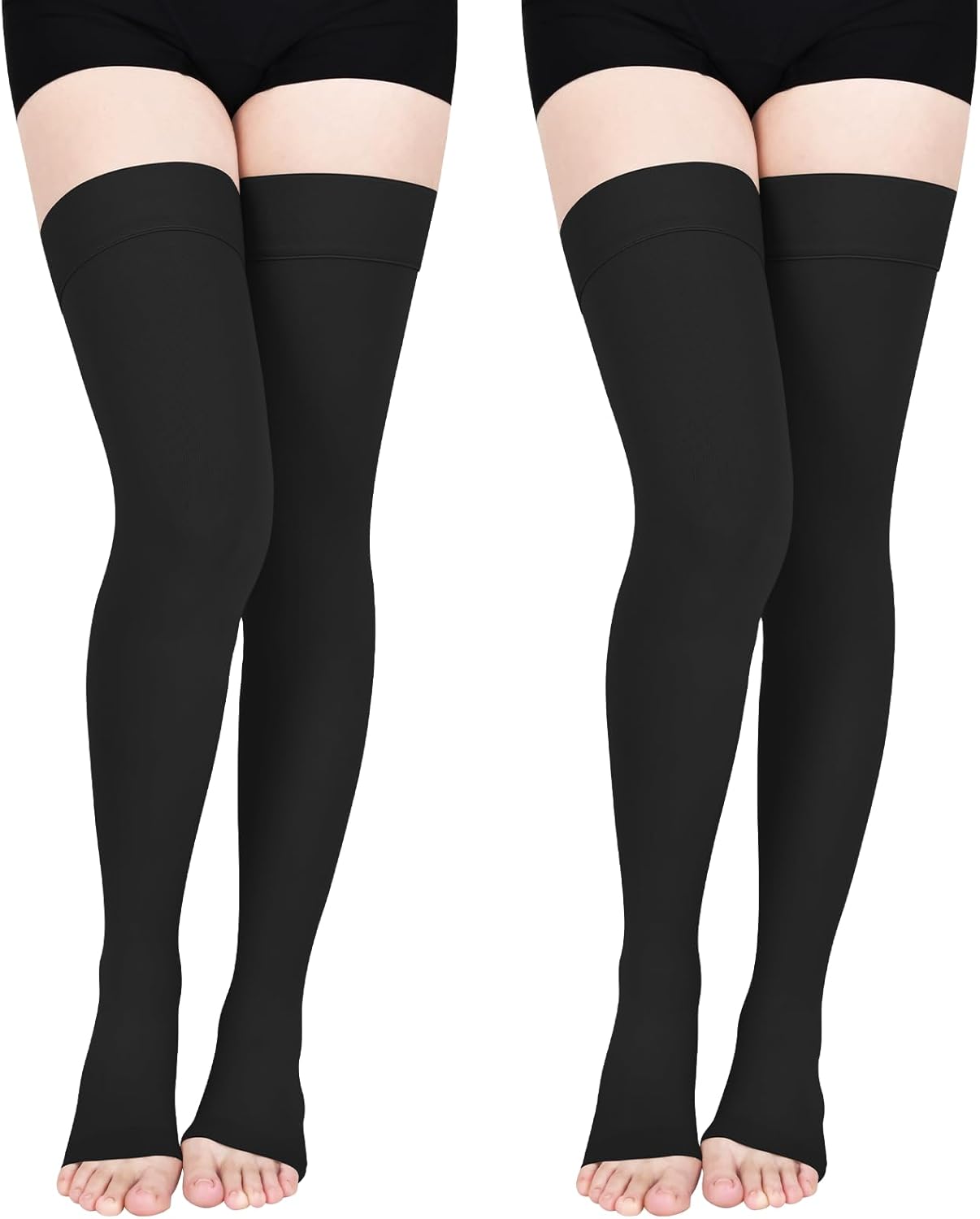 Wegitcs 20-30mmHg Compression Stockings for Women, Open-Toe Thigh High Compression Socks, Medical Compression Stockings for Varicose Veins, Swelling, Teacher, Doctor