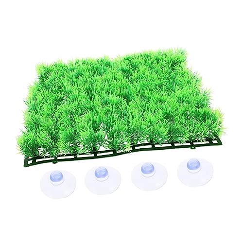 MERRYHAPY Kunstrasenmatte Aquarium Unterlage Kunststoff Wasserfest 25x25cm Mit Saugnäpfen Für Aquarien Dekoration Fische Reptilien