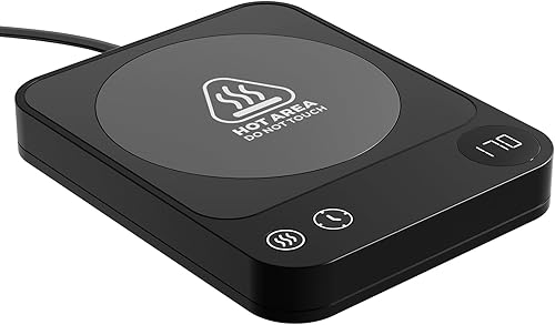 Calentador de tazas, calentador de café con 3 ajustes de temperatura, apagado automático, calentador de taza de café con temporizador de 2 a 12