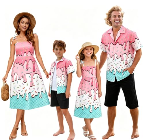 Image of SANGTREE Family Matching Hawaiian Outfits , Casual Beach Travel Clothes ,Vacation Clothing Set for Women & Men & Girls & Boys