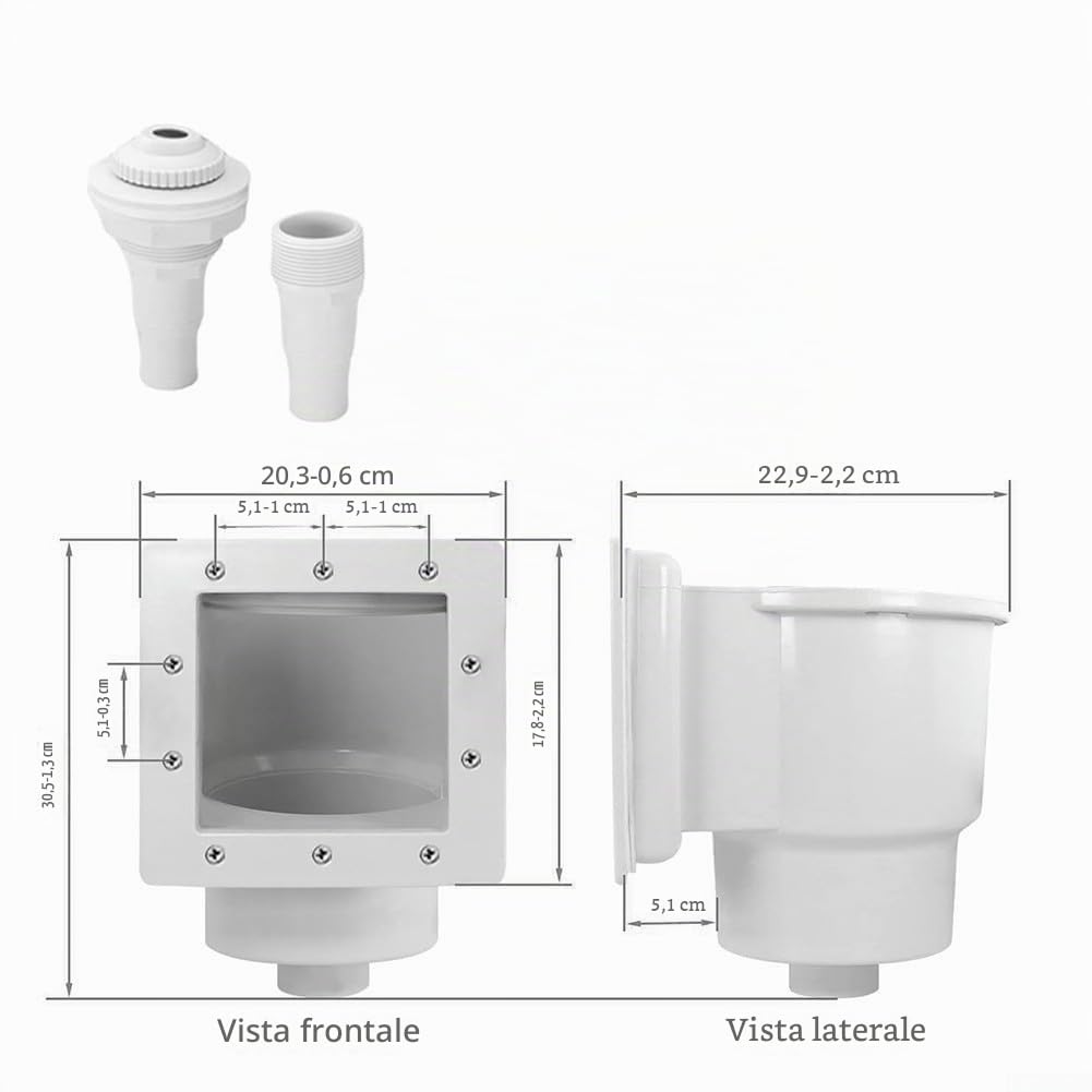 Kit skimmer per piscina fuori terra con attacco a parete da 15,2 cm, sistema di raccolta superficie/detriti resistente ai raggi UV, struttura in plastica ABS per la manutenzione della piscina