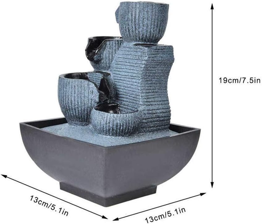 Shape Desktop Fountain Running Water Home Tabletop Decoration Resin Landscape Ornament with Light Home Decoration