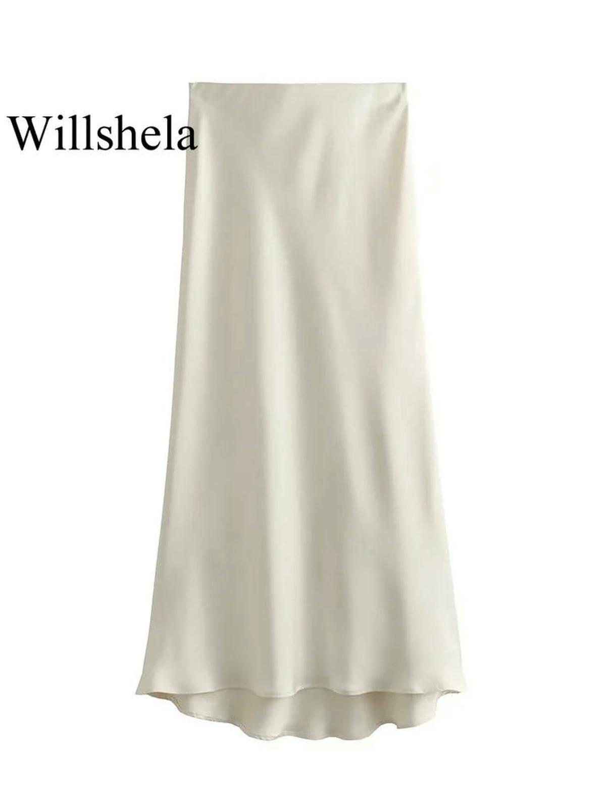 Gonna Lunga Nero Raso Donna Alta Vita Gonne Lunghe Elegante per Le Donne Moda Estate Midi Ufficio Donne-Pink-m