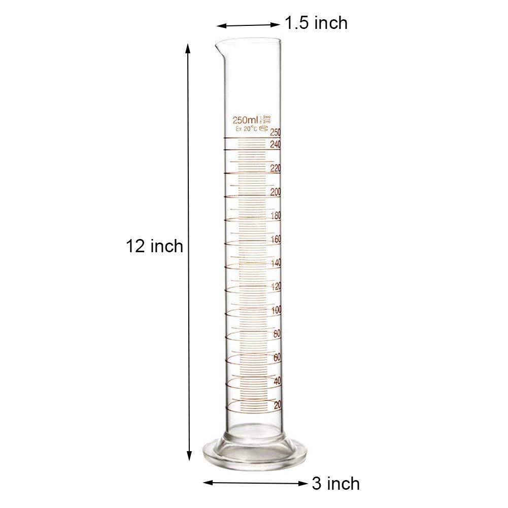 Borosilicate Glass 250ml Graduated Cylinder Measuring Cylinder - Image 2