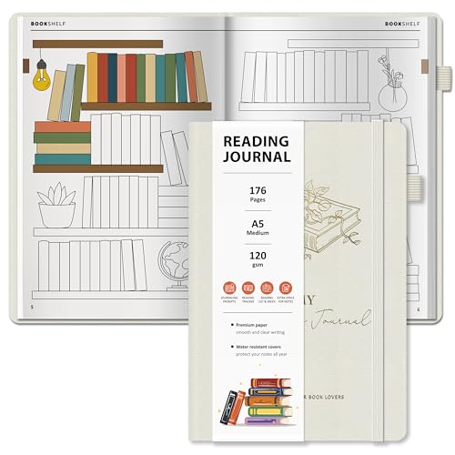 BIROYAL Reading Journal for book lovers with 52 Book Reviews - A5 Hardcover 176 Pages Book Journal - Reading Tracker & Planner Log - Literary Lovers Gift