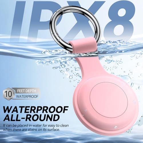 Joremx [4er Set] Wasserdicht Hülle für Apple AirTag Schlüsselanhänger, Silikon für AirTag Anhänger für Schlüssel/Koffer/Hundehalsband/Kinder (Pink + Green + N Blue + Black)