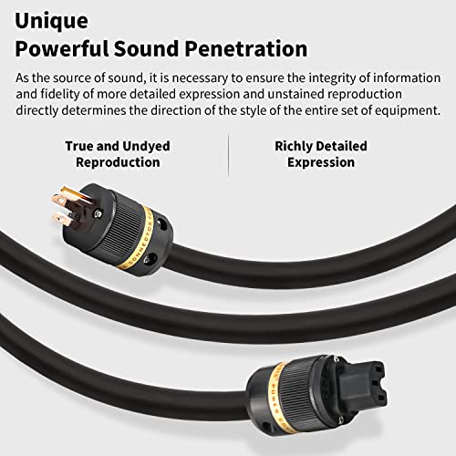 Viborg Mbu1606 Hifi Power Cable 5N Ofc 6Mm? /Core, 16Mm Copper Shielding + 2 Layers Foil Us Audiophile Power Cord With Pure Copper Us Plug + Iec C13 Connector (4.9Ft/1.5M) #TOP5