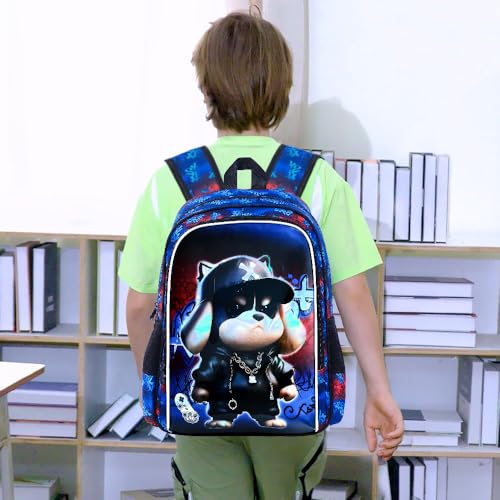Image of CCJPX 16 inch Kids Backpack for Boys, 3PCS Dog Water Resistant Preschool Bookbags with Lunch Box, Cool School Bag for Toddler Kids