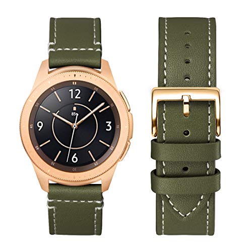 WFEAGL Compatible with Watch Band 42mm 46mm, Top Grain Leather Strap Replacement Wristband