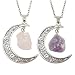 MJARTORIA "Love Across Light Years" Filigree Crescent Moon Healing Stone Friendship Necklace Set of 2
