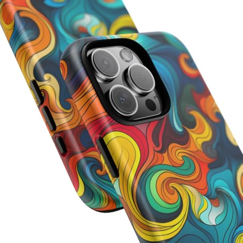Carcasa iPhone 16 Pro Max resistente mate Andriez Trippy Vector Swirls multicolor 2