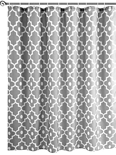 Biscaynebay Textured Fabric Shower Curtains 72" X 72, Silver Grey Morocco Pearl Printed Bathroom Curtains Machine Washable #TOP10