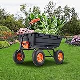 Garvee 800 LBS Poly Garden Dump Cart, Heavy-Duty Wheelbarrow with 10 in Tires, 180° Rotating Handle, Steel Frame and Quick Release System Garden Dump Cart for Soil Plants Gardening Tools Wood