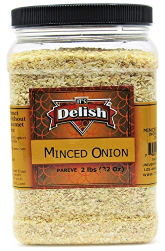 Dehydrated Minced Onion By It’s Delish – Delicious, Fresh Taste – 2 Lbs (32 Oz) Jumbo Container (Jar) – No Preservatives, No Artificial Flavor Added – Certified Kosher #TOP1