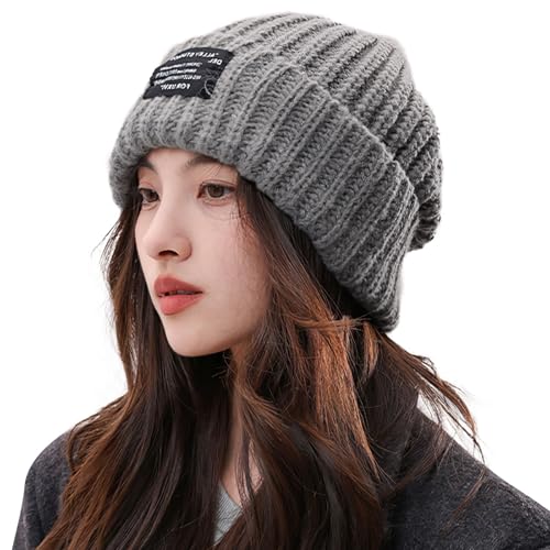 [SIVAN] ニット帽 メンズ レディース 冬 防寒 【大きサイズに最適な選択！】 【極厚の毛糸で断熱性 伸縮性・抗菌防臭】 厚手 暖かい 伸縮性 小顔効果 肌に優しい ニット帽子 防寒ニット帽 帽子 無地 通勤 通学 男女兼用 フリーサイズ (JP, アルファベット, Free Size, グレー)のサムネイル