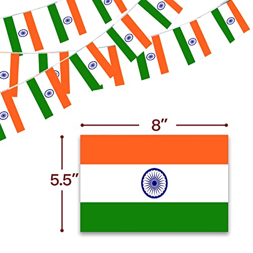 Image of Anley India String Flag Pennant Flags, Patriotic Events 15th of August Indian Independence Day Decoration Sports Bars - 33 Feet 38 Flags