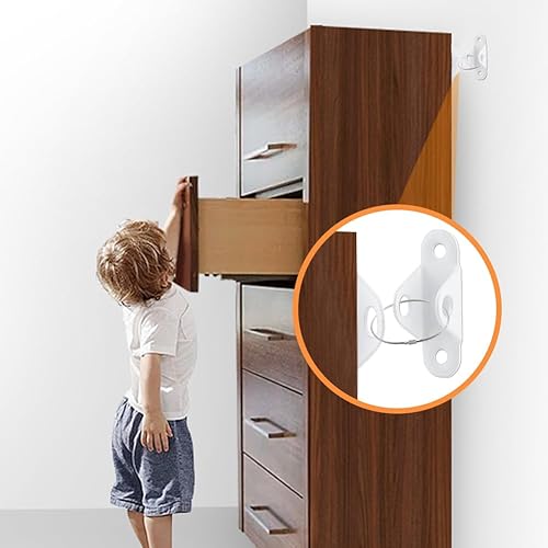 Miniatura 7 de Kit de anclajes para muebles de 15.72 pulgadas, 10 correas de seguridad para TV sin taladro, correas de seguridad para muebles que evitan que se