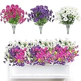 Zuxbolf 9 Bündel Künstliche Blumen 36cm Länge Kunstblumen für Draußen Balkonpflanzen Künstliche Petunien Balkonblumen Plastik Blumen Dekoration Artificial Flowers für Blumenkasten, Garten, Outdoor