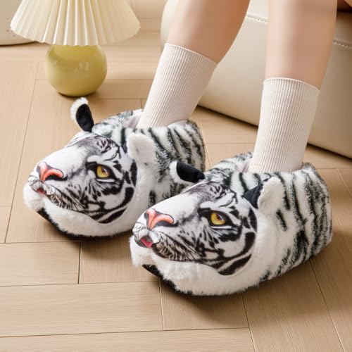 Image of Fluffy Hippo & Elephant Slippers - Oversized Warm House Slippers for Adults | Non-Slip Soft-Sole Indoor Slippers