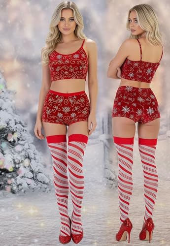Image of ToBeInStyle Women's Novelty Vertical Spiral Striped Thigh High Stockings