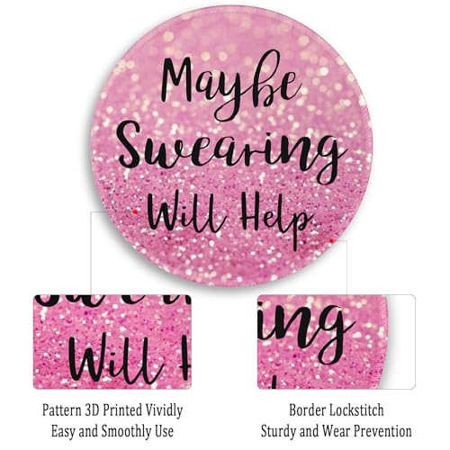 Image of Gctriki Computer Mouse Pad, Funny Pink Round Mouse Pads for Desk Travel Work Laptop Gaming, Cute Pink Home Office Supplies Desk Accessories Decor Inspirational Graduation Gifts Office Gifts