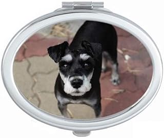 Black Dog Pet Animal Cute Picture Mirror Portable Fold Hand Makeup Double Side Glasses