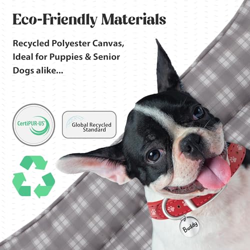 Pupstilo Orthopedic Bolster Dog Bed – CertiPUR-US Foam, Recycled Polyester Canvas, Washable Cover, Anti-Slip Bottom, Large, Light Blue Check – Stylish Designer Dog Sofa by Pupstilo - Image 3