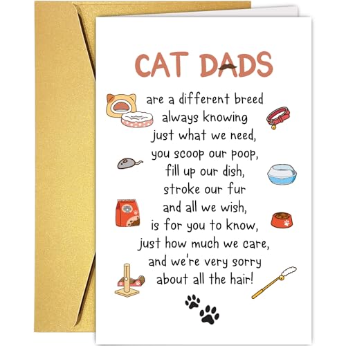 Supoeguk Cute Cat Dad Birthday Card for Men Cat Owners