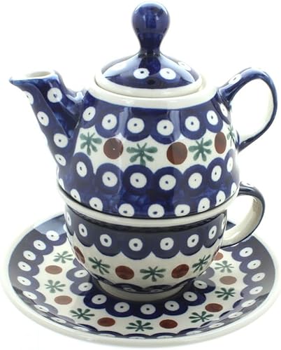 Miniatura 2 de Tetera y taza individuales de cerámica pulida con diseño de mariposa floral y rosa azul