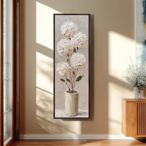 Impression texturée hortensia blanche tableau vertical haut de gamme - 3