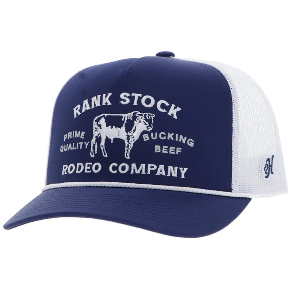 HOOEY Rank Stock Adjustable Snapback Mesh Back Trucker Hat (Navy)