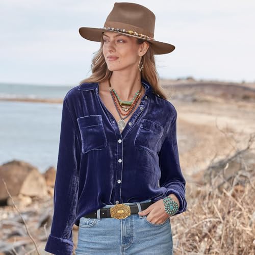Image of Women's Fashion Classic Metal Buckle Leather Belt with Jeans Dress