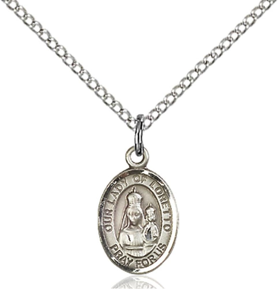 Bonyak Jewelry Our Lady of Loretto Hand-Crafted Oval Medal Pendant in Sterling Silver