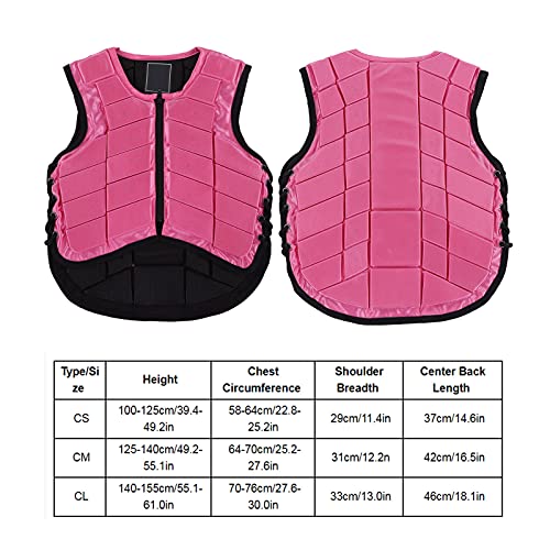 Nylon Kids Equestrian Vest, Safety Foam Padded Horse Riding Protective Gear Children's Equestrian Body Protector Pink(CM) - Image 4