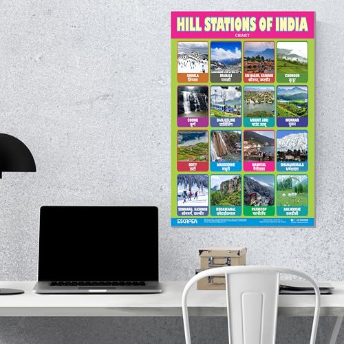Image of ESCAPER Hill Station Educational Charts (11.5 x 17.5 inches), 300 GSM Paper, Laminated, Self Adhesive Back, Kids Learning Posters, Perfect For Home Schooling, Nursery Students