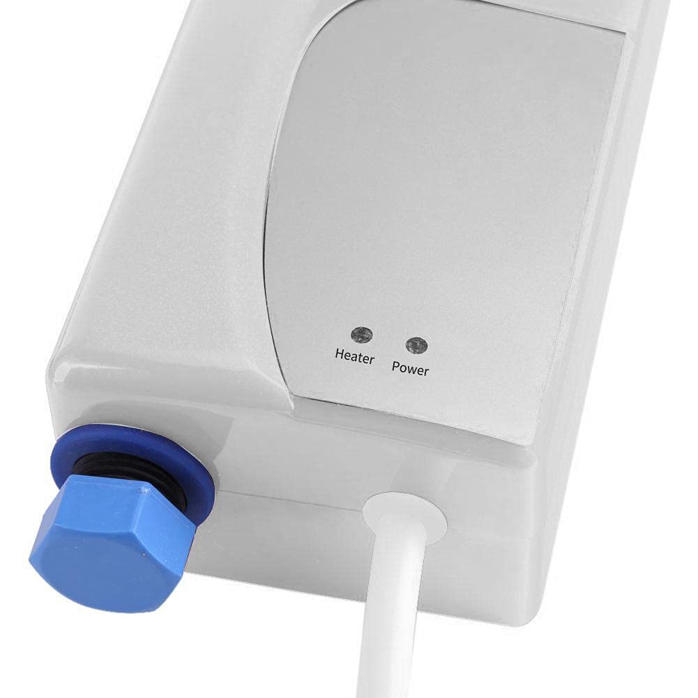 Mini calentador eléctrico sin tanque - 220V 3000W debajo del lavabo Mini calentador eléctrico de agua caliente instantáneo sin tanque para baño Cocina Lavado (enchufe de la UE)(blanco)