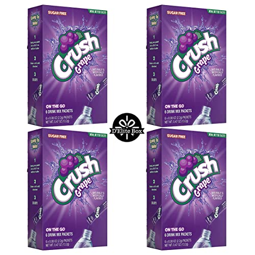 Crush Grape Sugar-Free Powdered Drink Mix 4 Count of 6 packets each for Total 24 Sticks bundle packaged by D'Elite Box image 4